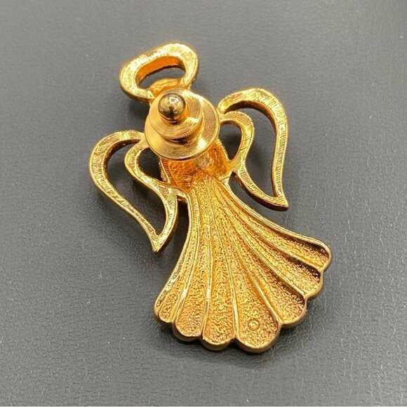 Avon Singing Angel in Gold Tone with Tack Pin Backing Vintage 1990s Avon - Picture 2 of 9
